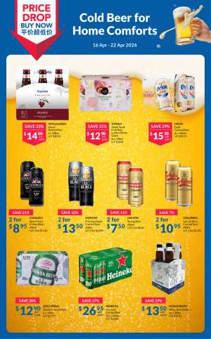 FairPrice Beer Price Drop | Ends 22 Apr | Cold Beer Deals flyer cover