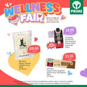 Prime Supermarket Wellness Fair | Ends 30 Apr | Nutrition Deals flyer cover