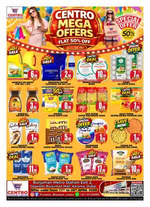 Centro Discount Center Dubai: Mega Offers & Discounts April 17–20, 2026 flyer cover