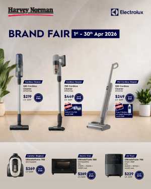 Electrolux SG Harvey Norman Brand Fair: Save $180 flyer cover