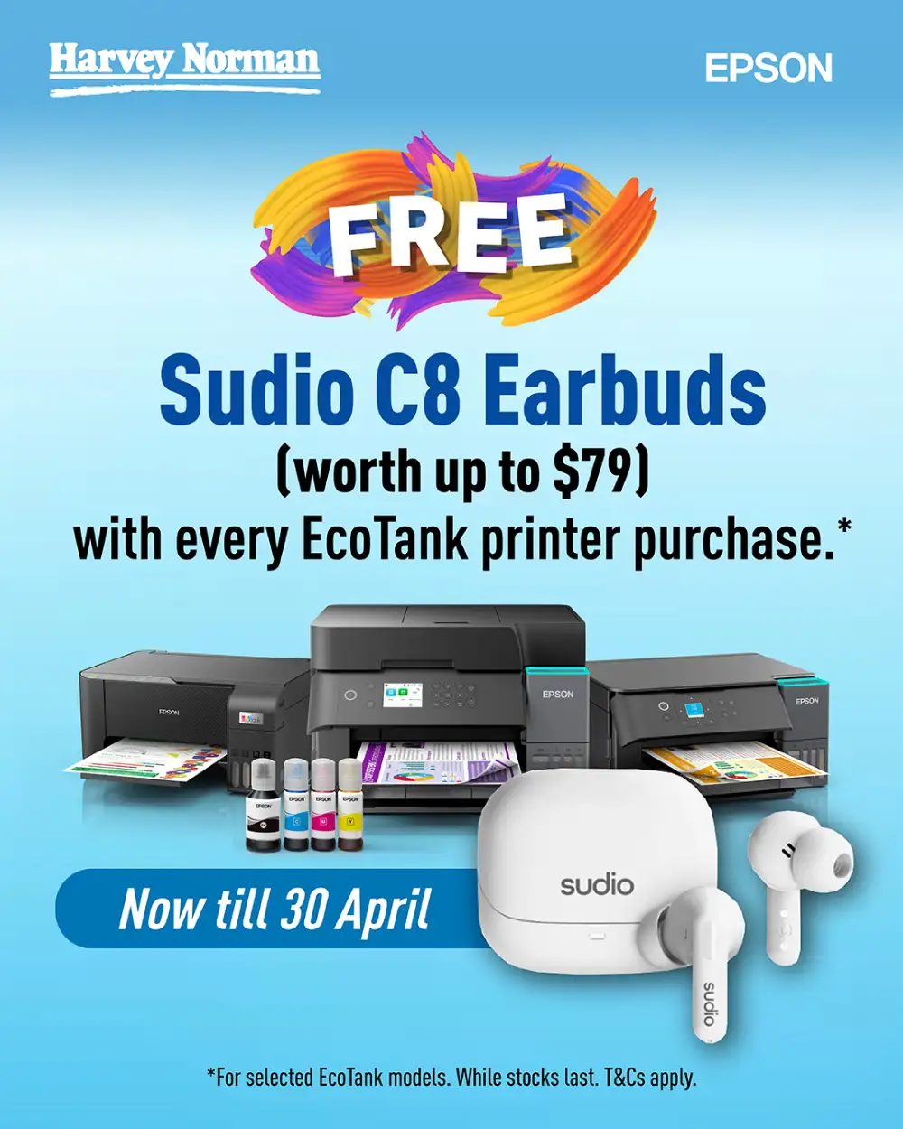 Epson SG Harvey Norman: Free Sudio C8 Earbuds page 1